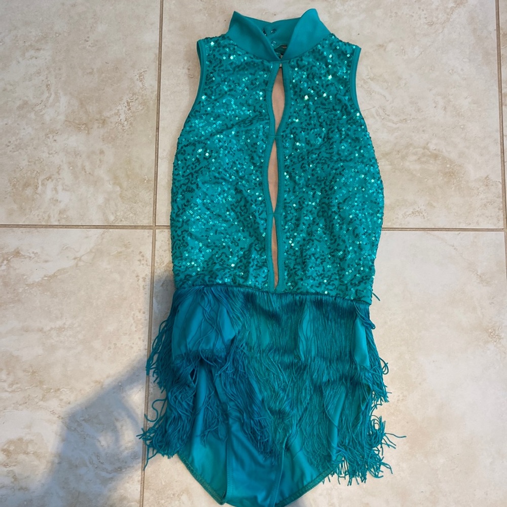 Turquoise Sequin-Fringe Leotard
